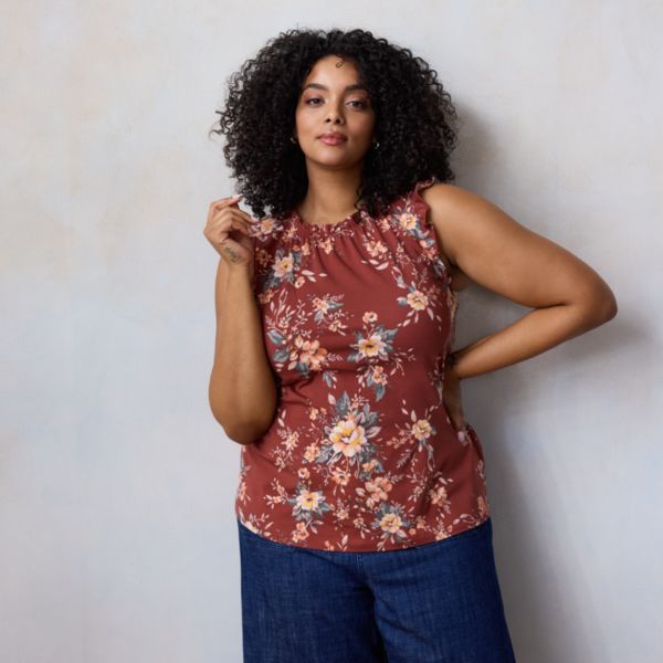 Плюс сайз топ с кружевными рюшами на рукавах и круглым вырезом Lc Lauren Conrad, цвет rust genevieve garden
Плюс сайз топ с кружевными рюшами на рукавах и круглым вырезом Lc Lauren Conrad, цвет rust genevieve garden