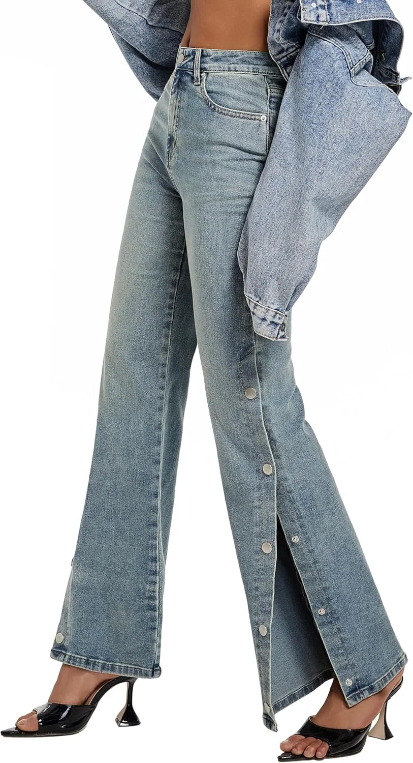 Женские джинсы с высокой талией, прямые, свободные, с контролем живота и боковым разрезом ETTELO
Женские джинсы с высокой талией, прямые, свободные, с контролем живота и боковым разрезом ETTELO