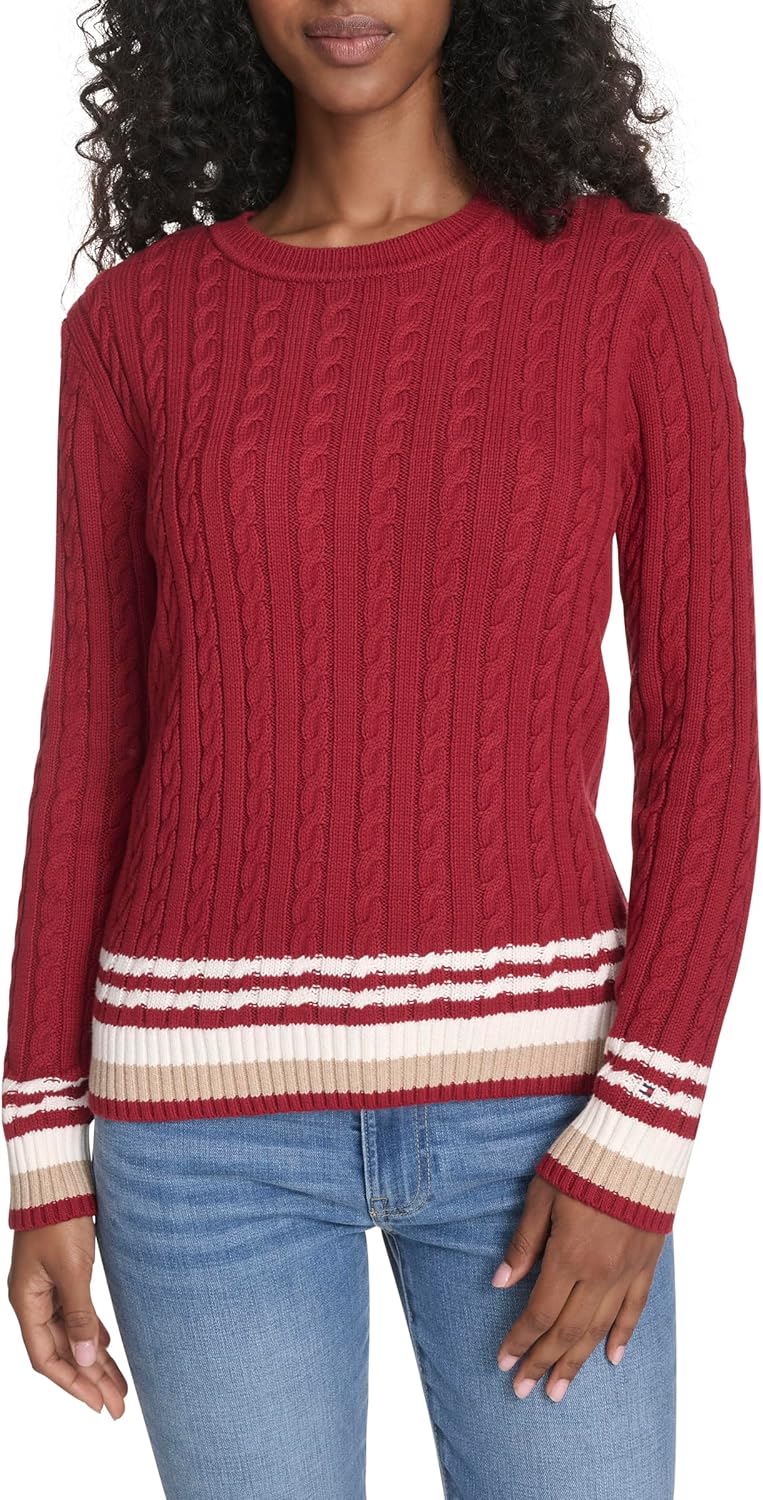 Женский хлопковый свитер Tommy Hilfiger с круглым вырезом и косами, Crimson Multi
Женский хлопковый свитер Tommy Hilfiger с круглым вырезом и косами, Crimson Multi