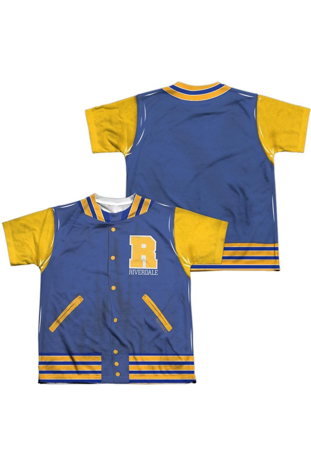 Куртка Riverdale Varsity с коротким рукавом и принтом спереди и сзади, молодежная футболка из полиэстера Gildan, белый 
Куртка Riverdale Varsity с коротким рукавом и принтом спереди и сзади, молодежная футболка из полиэстера Gildan, белый