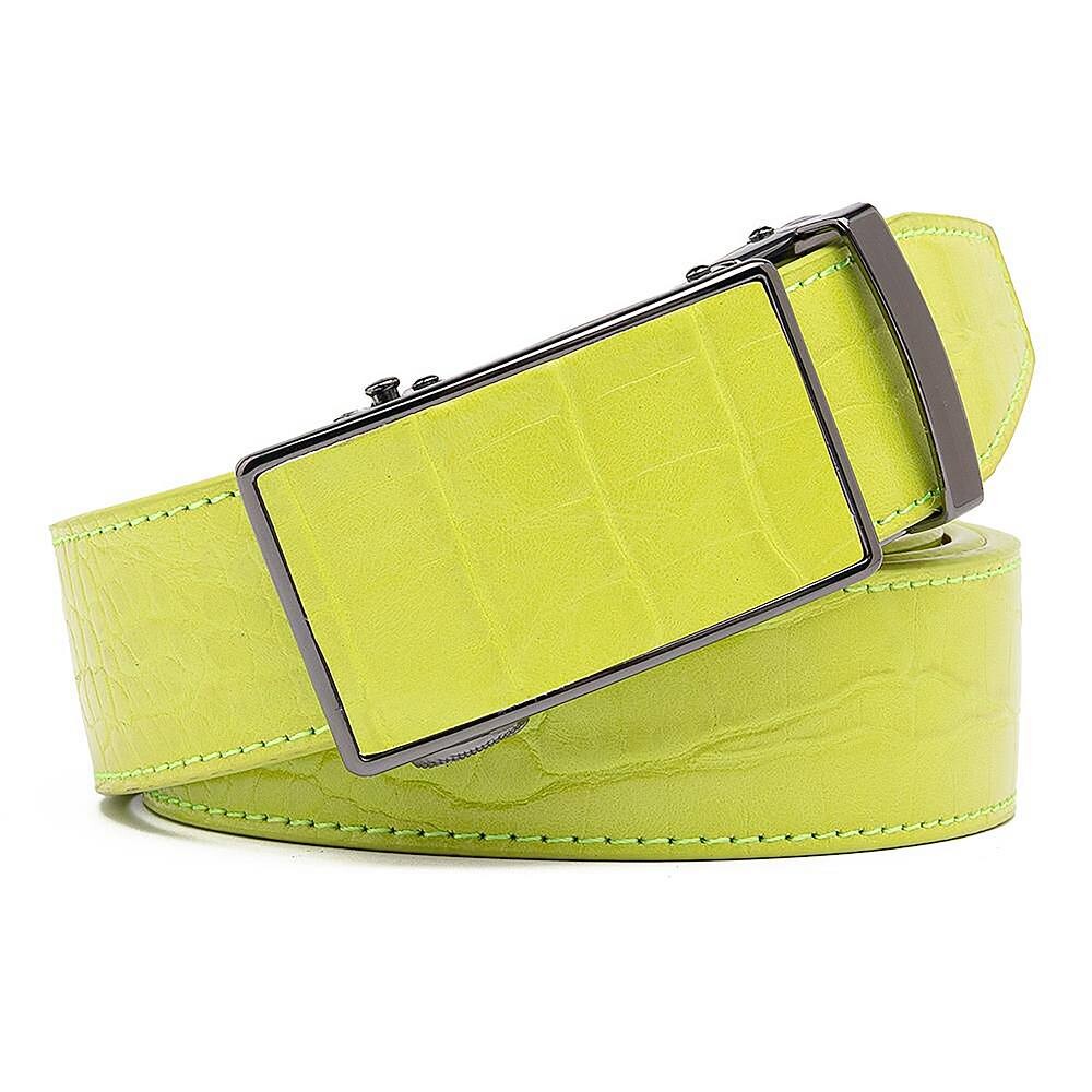 Мужской деловой ремень из натуральной кожи крокодиловой кожи с автоматической пряжкой Braveman, цвет Lemon Green 
Мужской деловой ремень из натуральной кожи крокодиловой кожи с автоматической пряжкой Braveman, цвет Lemon Green