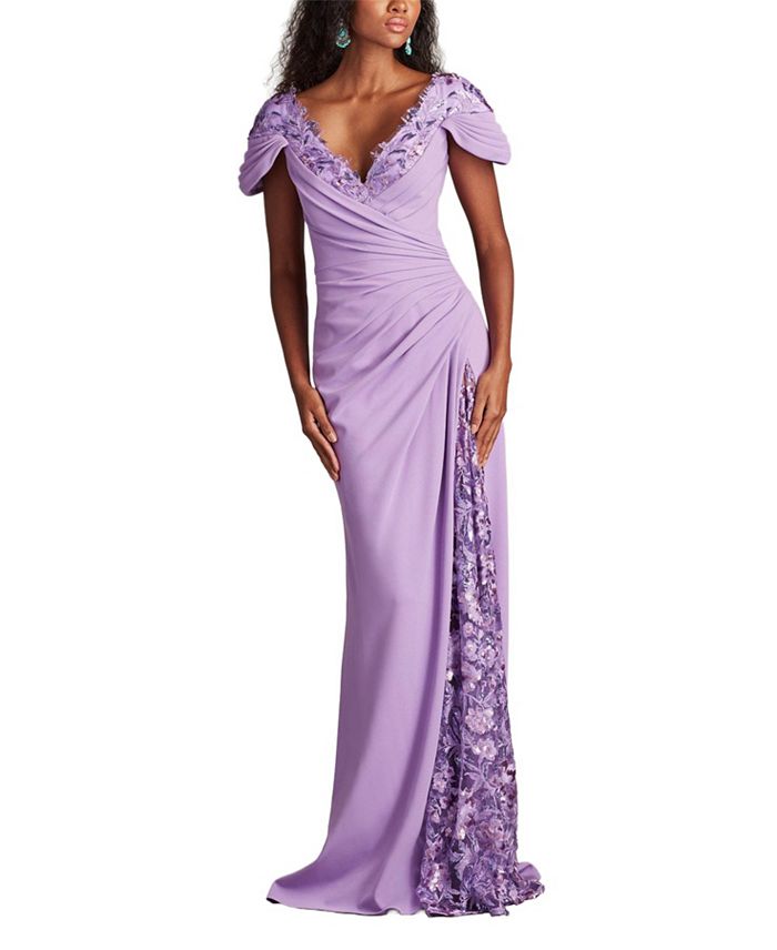 Sunas Платье из крепа с драпировкой и вышивкой пайетками Tadashi Shoji, фиолетовый
Sunas Платье из крепа с драпировкой и вышивкой пайетками Tadashi Shoji, фиолетовый