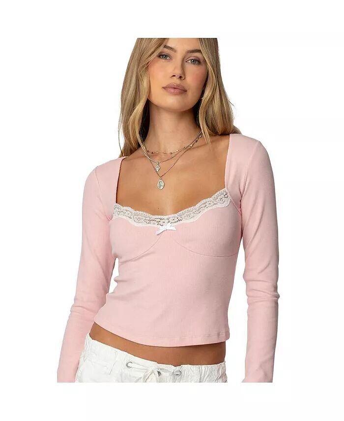 Женский топ Morgyn с кружевной отделкой в рубчик Edikted, розовый
Женский топ Morgyn с кружевной отделкой в рубчик Edikted, розовый