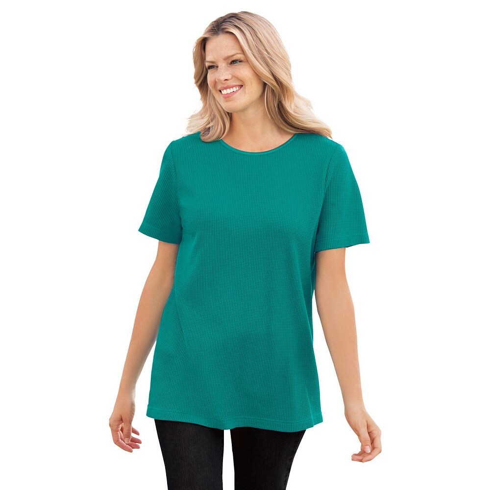 Женщина в женской термостойкой футболке с короткими рукавами и атласной отделкой больших размеров Woman Within, цвет Waterfall
Женщина в женской термостойкой футболке с короткими рукавами и атласной отделкой больших размеров Woman Within, цвет Waterfall