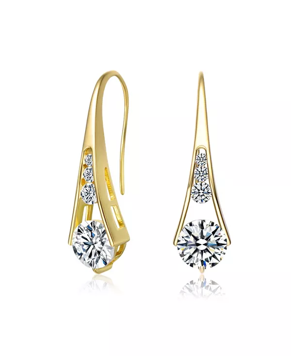 Серьги-Крючки из стерлингового серебра 14 карат с прозрачными кубическими цирконами и грушевидной подвеской Genevive, gold
Серьги-Крючки из стерлингового серебра 14 карат с прозрачными кубическими цирконами и грушевидной подвеской Genevive, gold