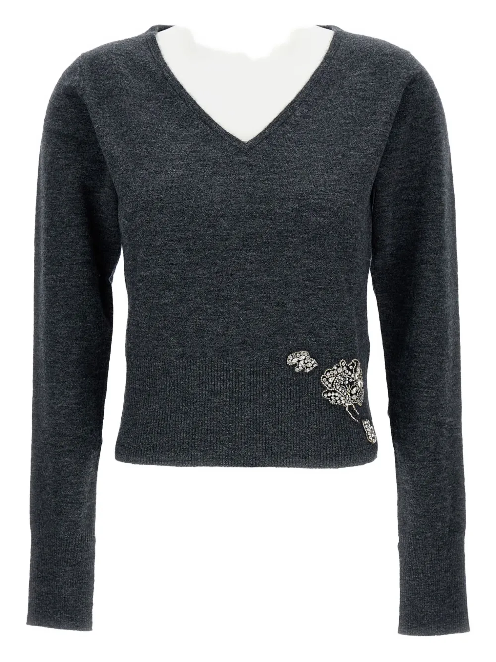 Декорированный свитер с V-образным вырезом ERDEM, серый
Декорированный свитер с V-образным вырезом ERDEM, серый