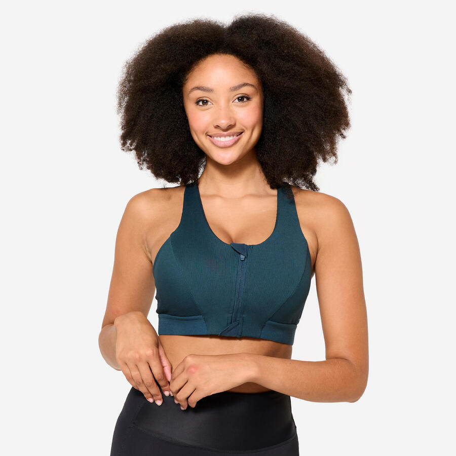 DECATHLON Женский спортивный бюстгальтер средней поддержки в рубчик с застежкой-молнией - бирюзовый
DECATHLON Женский спортивный бюстгальтер средней поддержки в рубчик с застежкой-молнией - бирюзовый