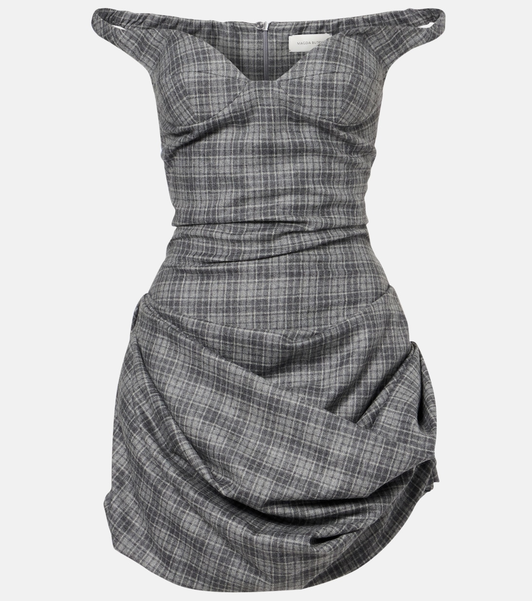 Платье-бюстье из шерстяной смеси с открытыми плечами и сборками Magda Butrym, серый
Платье-бюстье из шерстяной смеси с открытыми плечами и сборками Magda Butrym, серый