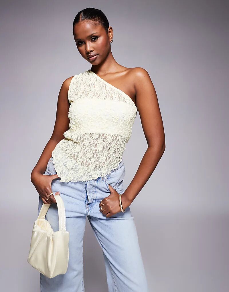 Кружевной асимметричный топ на одно плечо ASOS DESIGN цвета пахты
Кружевной асимметричный топ на одно плечо ASOS DESIGN цвета пахты