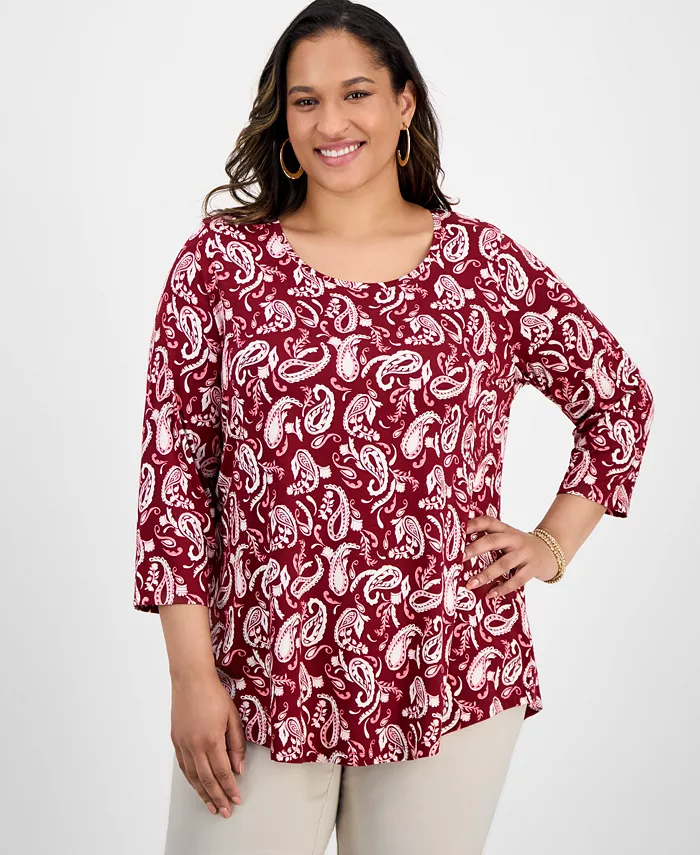 Топ размера плюс с принтом, круглым вырезом и рукавами 3/4 JM Collection, мультиколор
Топ размера плюс с принтом, круглым вырезом и рукавами 3/4 JM Collection, мультиколор