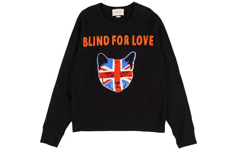 Толстовка женская Gucci с принтом кота, черный 
Толстовка женская Gucci с принтом кота, черный