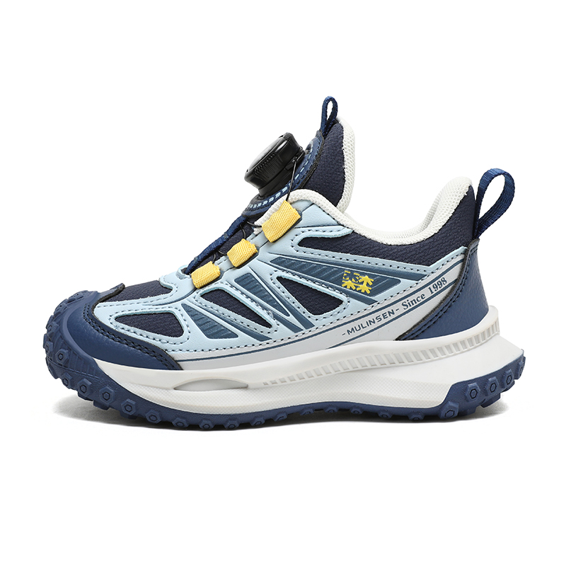 Детские баскетбольные кроссовки с низким верхом, противоскользящие, устойчивые к истиранию и отскоку, водонепроницаемые Mulinsen, синий 
Детские баскетбольные кроссовки с низким верхом, противоскользящие, устойчивые к истиранию и отскоку, водонепроницаемые Mulinsen, синий
