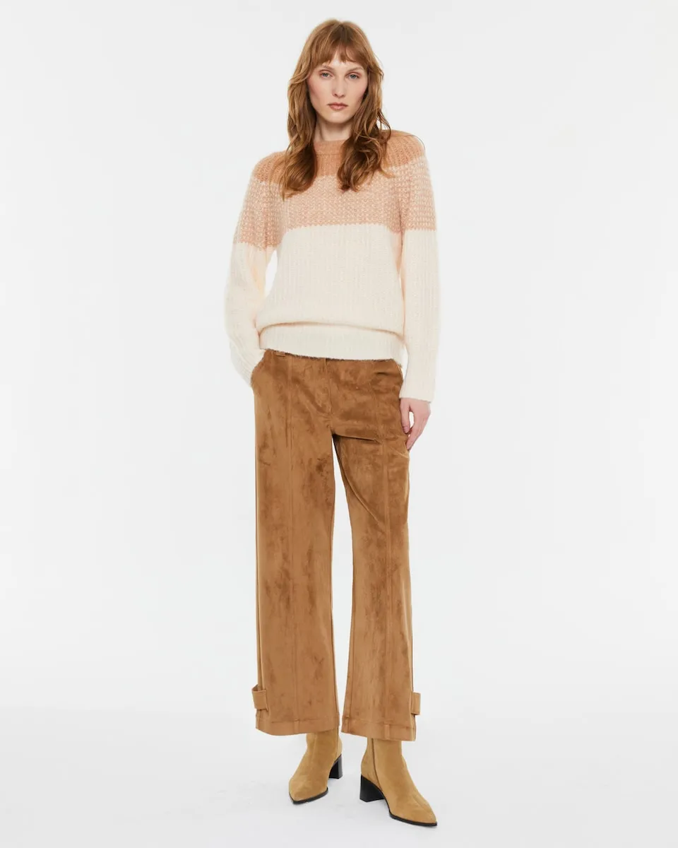 Женские брюки широкого кроя из экологической замши Andam, песочный 
Женские брюки широкого кроя из экологической замши Andam, песочный