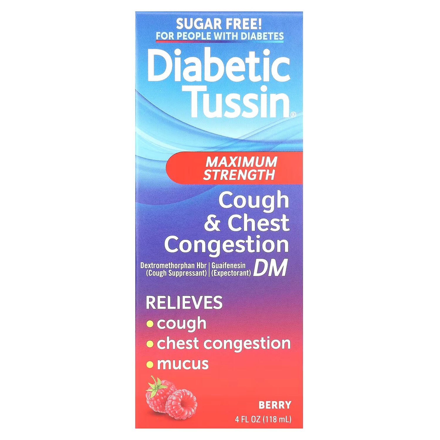 Cough & Congestion DM, Максимальная сила, ягоды, 4 жидких унции (118 мл) Diabetic Tussin
Cough & Congestion DM, Максимальная сила, ягоды, 4 жидких унции (118 мл) Diabetic Tussin