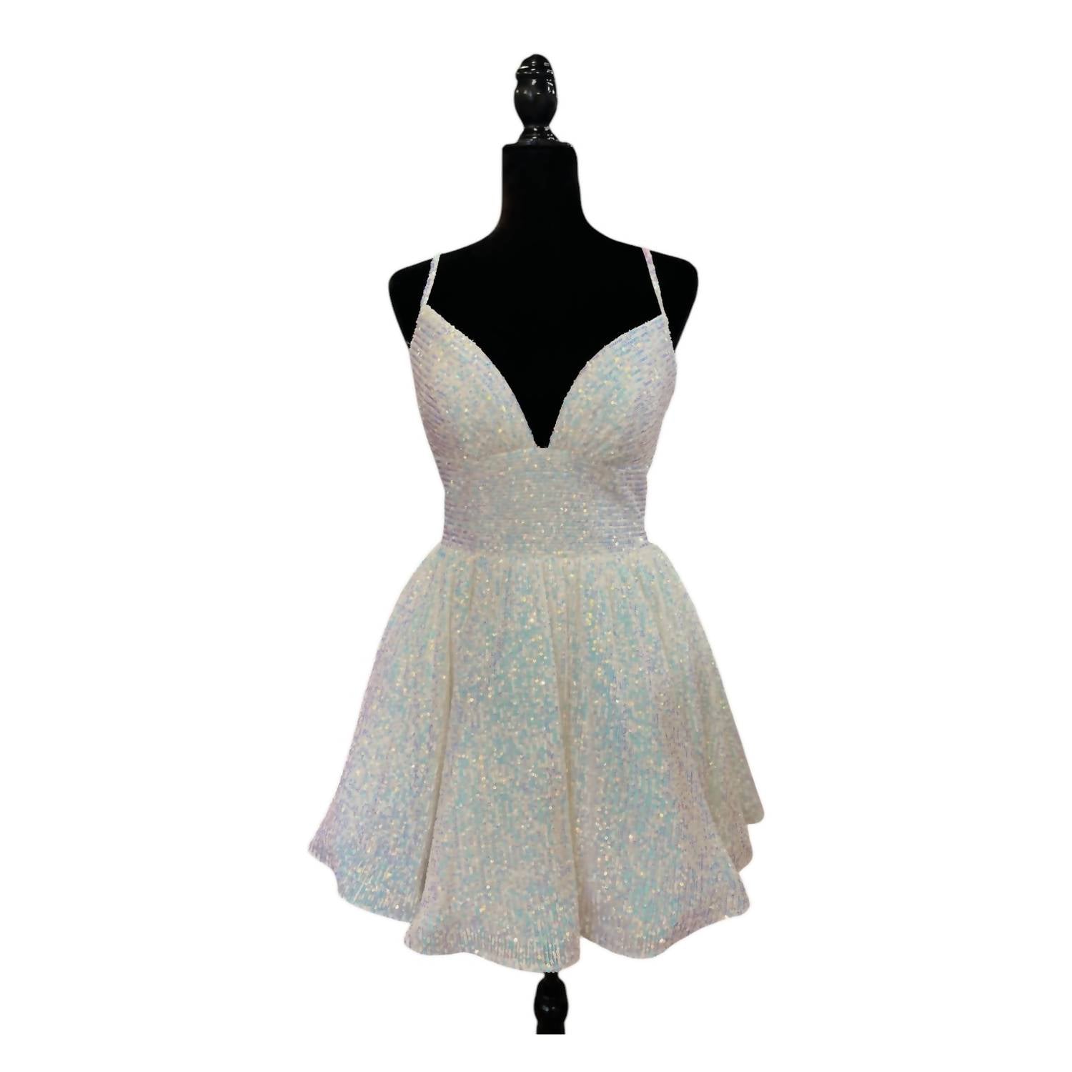 Женское мини-платье с V-образным вырезом и силуэтом белого цвета Sherri Hill
Женское мини-платье с V-образным вырезом и силуэтом белого цвета Sherri Hill