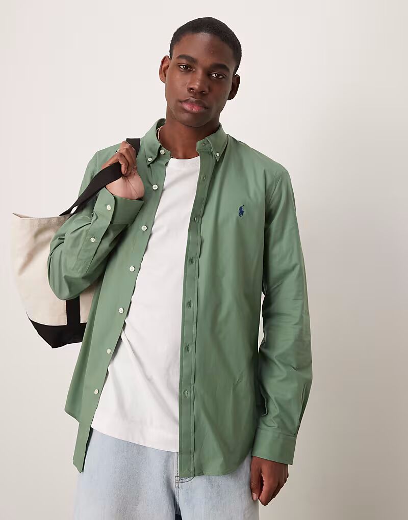 Рубашка Polo Ralph Lauren с логотипом и эластичным поплином облегающего кроя светло-зеленого цвета
Рубашка Polo Ralph Lauren с логотипом и эластичным поплином облегающего кроя светло-зеленого цвета