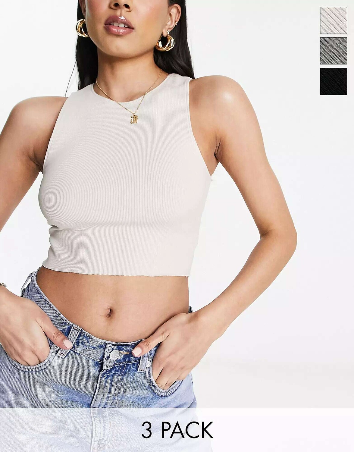 Pull&Bear - набор из 3 укороченных топов в рубчик с воротником-борцовкой цвета экрю, хаки и черного цвета
Pull&Bear - набор из 3 укороченных топов в рубчик с воротником-борцовкой цвета экрю, хаки и черного цвета