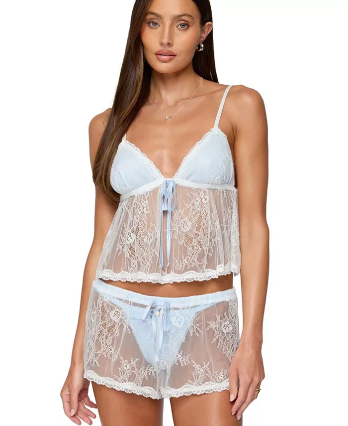 Женский контрастный прозрачный кружевной топ-бэбидолл Laina Edikted, синий
Женский контрастный прозрачный кружевной топ-бэбидолл Laina Edikted, синий