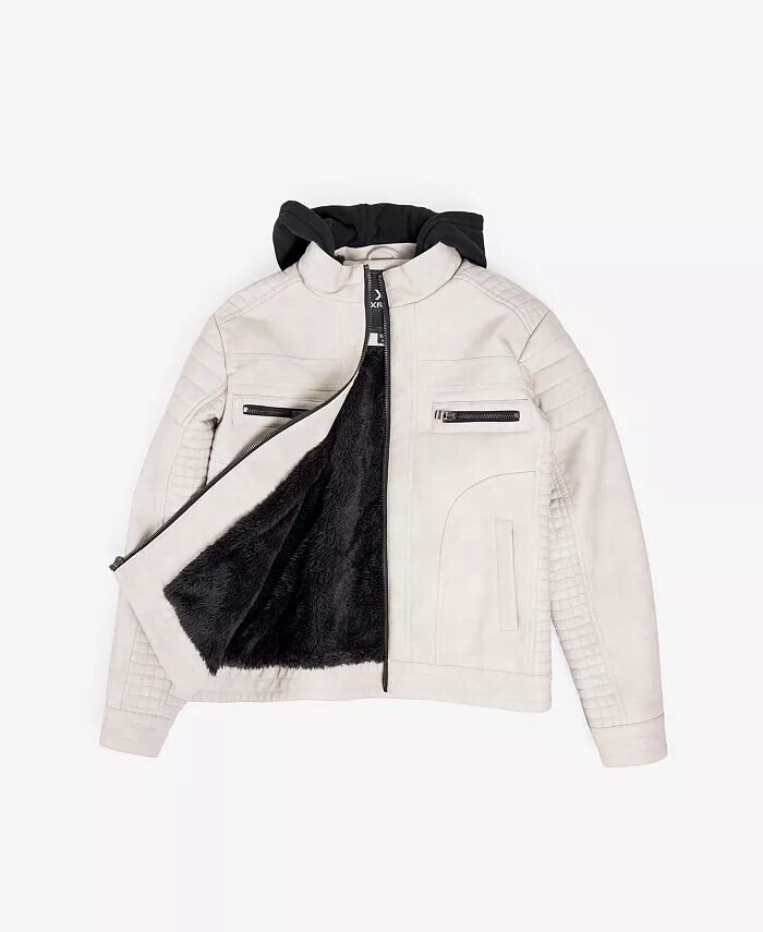 Куртка из искусственной кожи на подкладке для мальчиков с отстегивающимся капюшоном X RAY, коричневый/бежевый