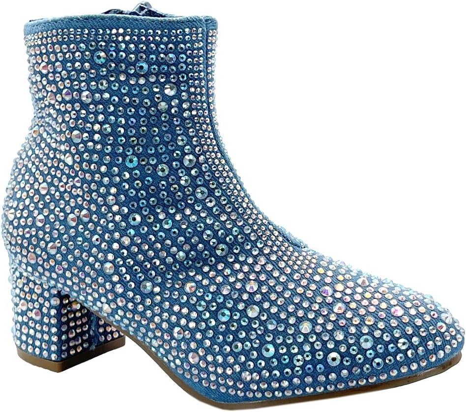 Ботильоны ABSOLEX для девочек с круглым носком, декоративными стразами, массивным низким каблуком и укороченной голенью, Blue Denim
Ботильоны ABSOLEX для девочек с круглым носком, декоративными стразами, массивным низким каблуком и укороченной голенью, Blue Denim