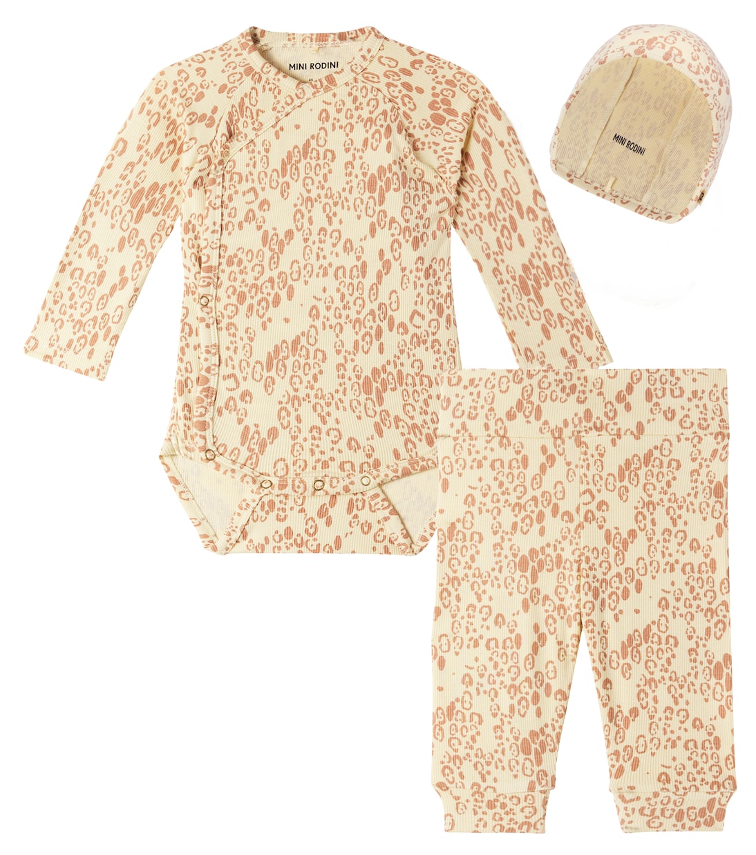 Комплект из детского боди, леггинсов и шапочки Mini Rodini, бежевый
Комплект из детского боди, леггинсов и шапочки Mini Rodini, бежевый
