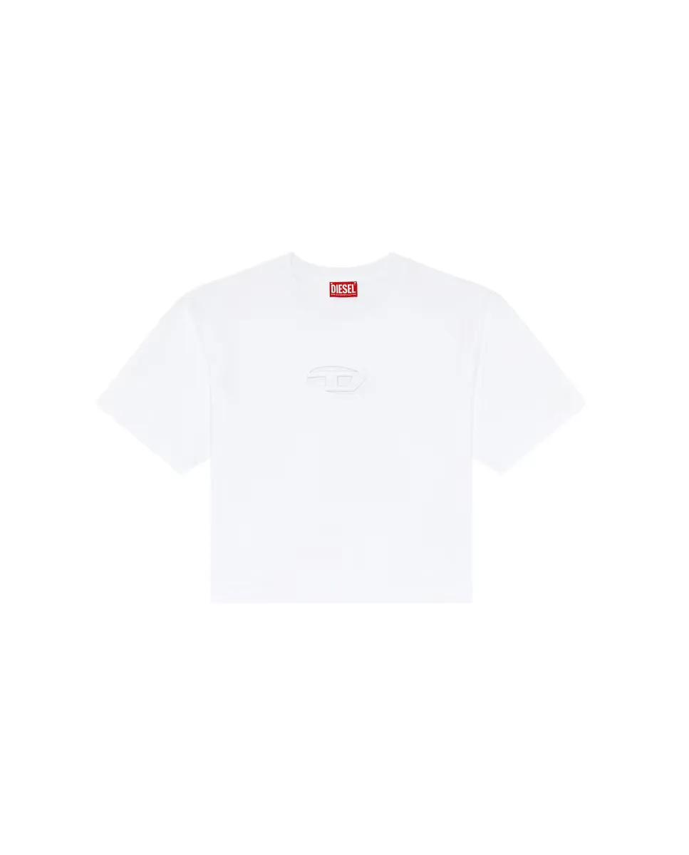 Хлопковая женская футболка с коротким рукавом Diesel, белый 
Хлопковая женская футболка с коротким рукавом Diesel, белый