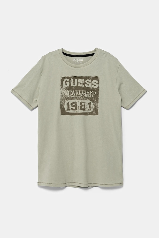 Детская хлопковая футболка Guess, зеленый 
Детская хлопковая футболка Guess, зеленый