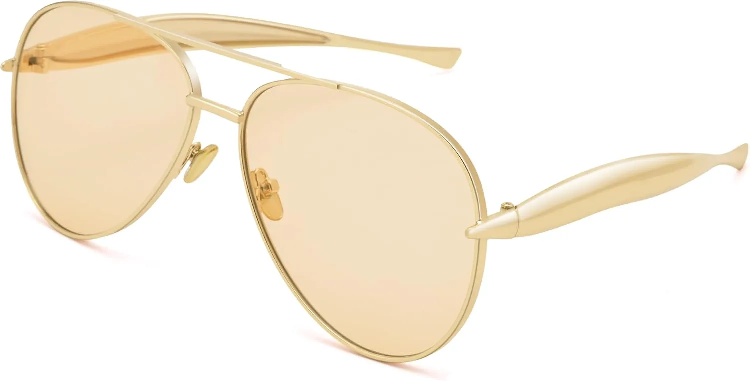 COASION Ретро большие солнцезащитные очки-авиаторы для женщин - модные солнцезащитные очки-авиаторы в стиле 70-х, золотистые, аксессуары, Gold Frame/Champagne Lens
COASION Ретро большие солнцезащитные очки-авиаторы для женщин - модные солнцезащитные очки-авиаторы в стиле 70-х, золотистые, аксессуары, Gold Frame/Champagne Lens