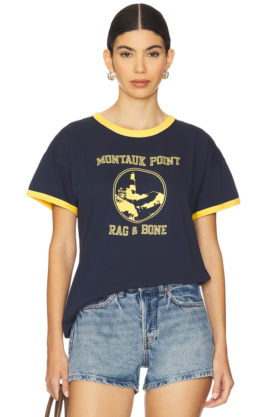 Montauk коробчатая футболка в ободок Rag & Bone, navy
Montauk коробчатая футболка в ободок Rag & Bone, navy