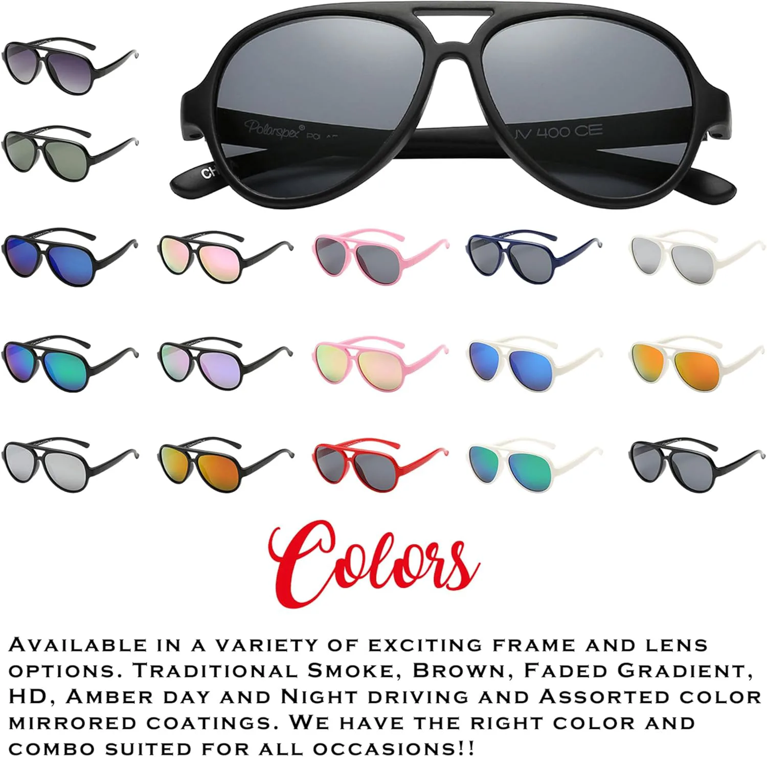 Детские солнцезащитные очки PolarSpex - гибкие и поляризованные очки-авиаторы - не содержат бисфенола-А - для детей от 3 до 7 лет, Matte Black | Polarized Kryptonite
Детские солнцезащитные очки PolarSpex - гибкие и поляризованные очки-авиаторы - не содержат бисфенола-А - для детей от 3 до 7 лет, Matte Black | Polarized Kryptonite