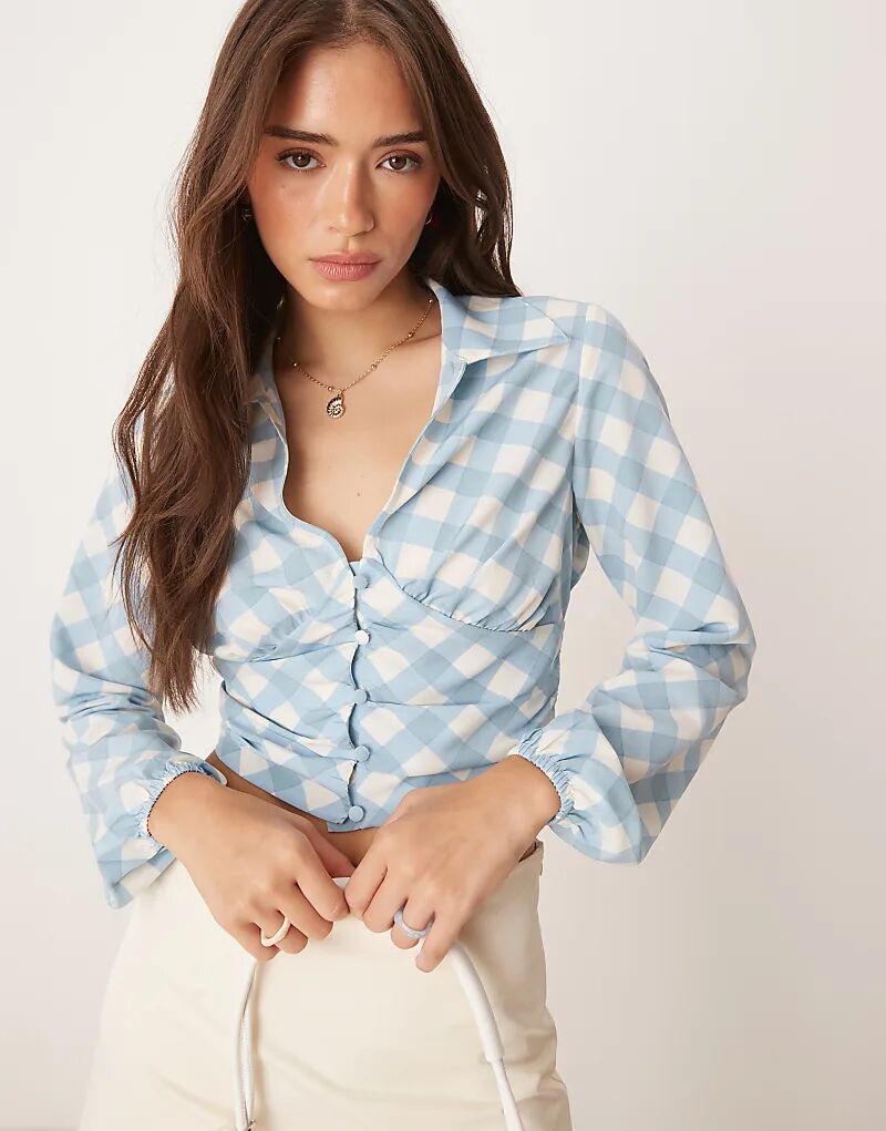Гламурная рубашка на пуговицах в синюю диагональную клетку
Гламурная рубашка на пуговицах в синюю диагональную клетку