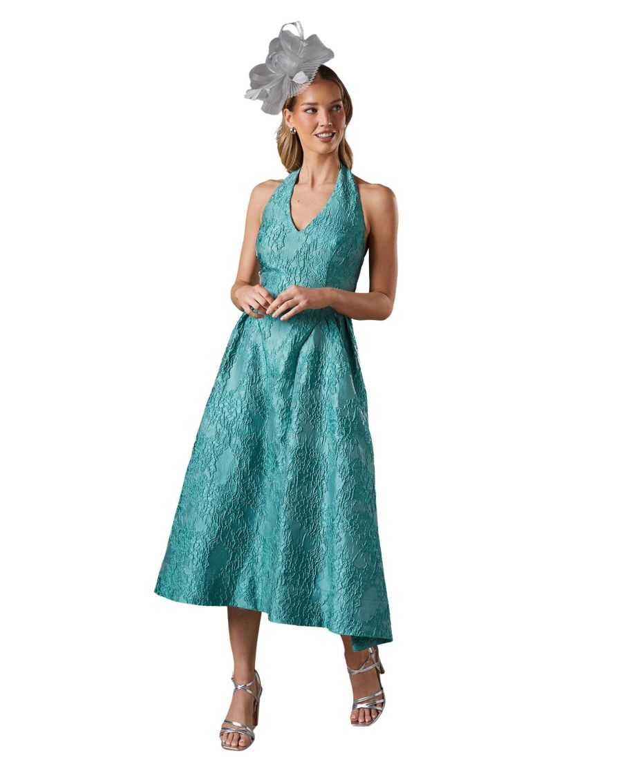 Платье с завышенной талией и жаккардовой отделкой и воротником-халтером Coast, Teal
Платье с завышенной талией и жаккардовой отделкой и воротником-халтером Coast, Teal