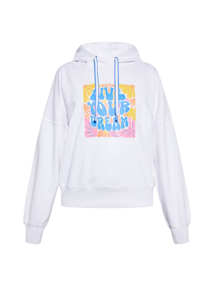 Женская толстовка с капюшоном белого цвета myMo
Женская толстовка с капюшоном белого цвета myMo