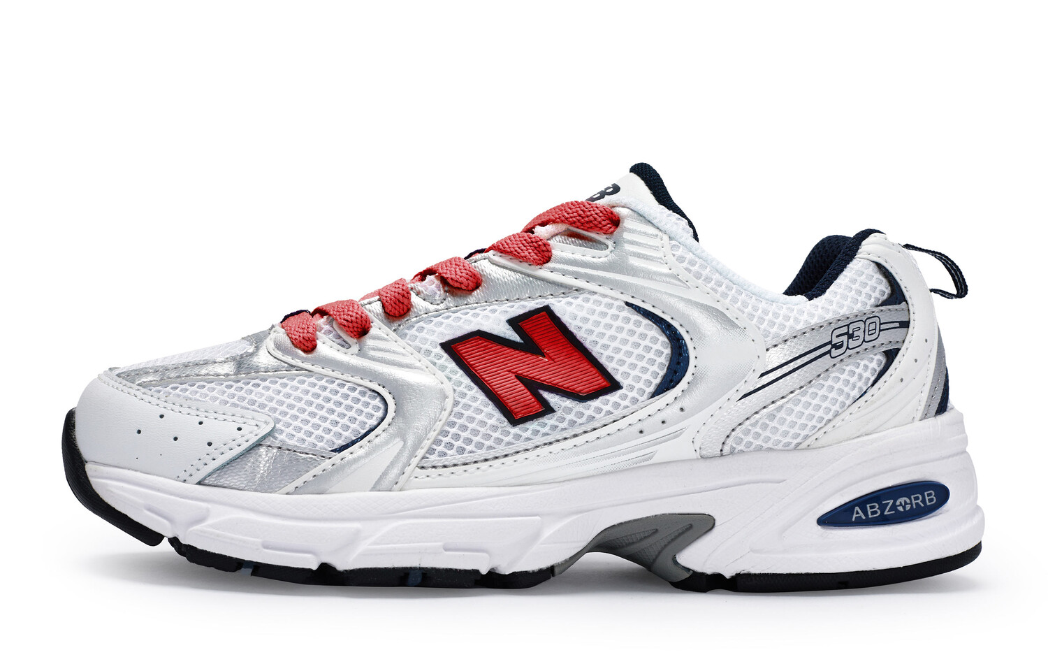 Кроссовки New Balance 530 Cushioned Slip-Resistant Breathable, белый/серебристый/красный 
Кроссовки New Balance 530 Cushioned Slip-Resistant Breathable, белый/серебристый/красный