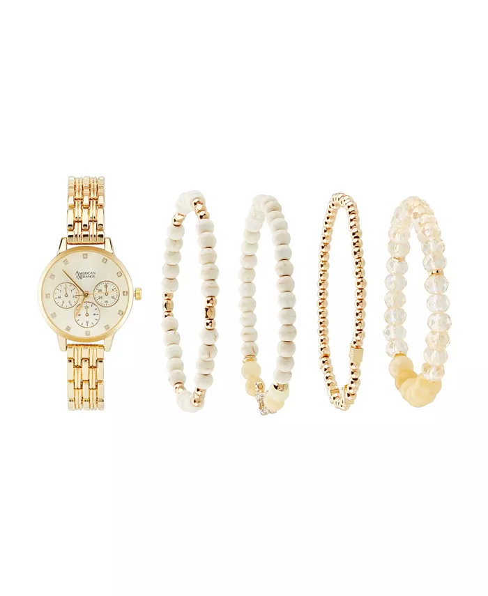 Женские блестящие золотые часы с металлическим браслетом 31 мм и набором дополнительных браслетов в подарок American Exchange
Женские блестящие золотые часы с металлическим браслетом 31 мм и набором дополнительных браслетов в подарок American Exchange