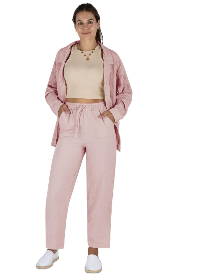 Женская муслиновая блузка-рубашка с длинными брюками розового цвета Janice
Женская муслиновая блузка-рубашка с длинными брюками розового цвета Janice