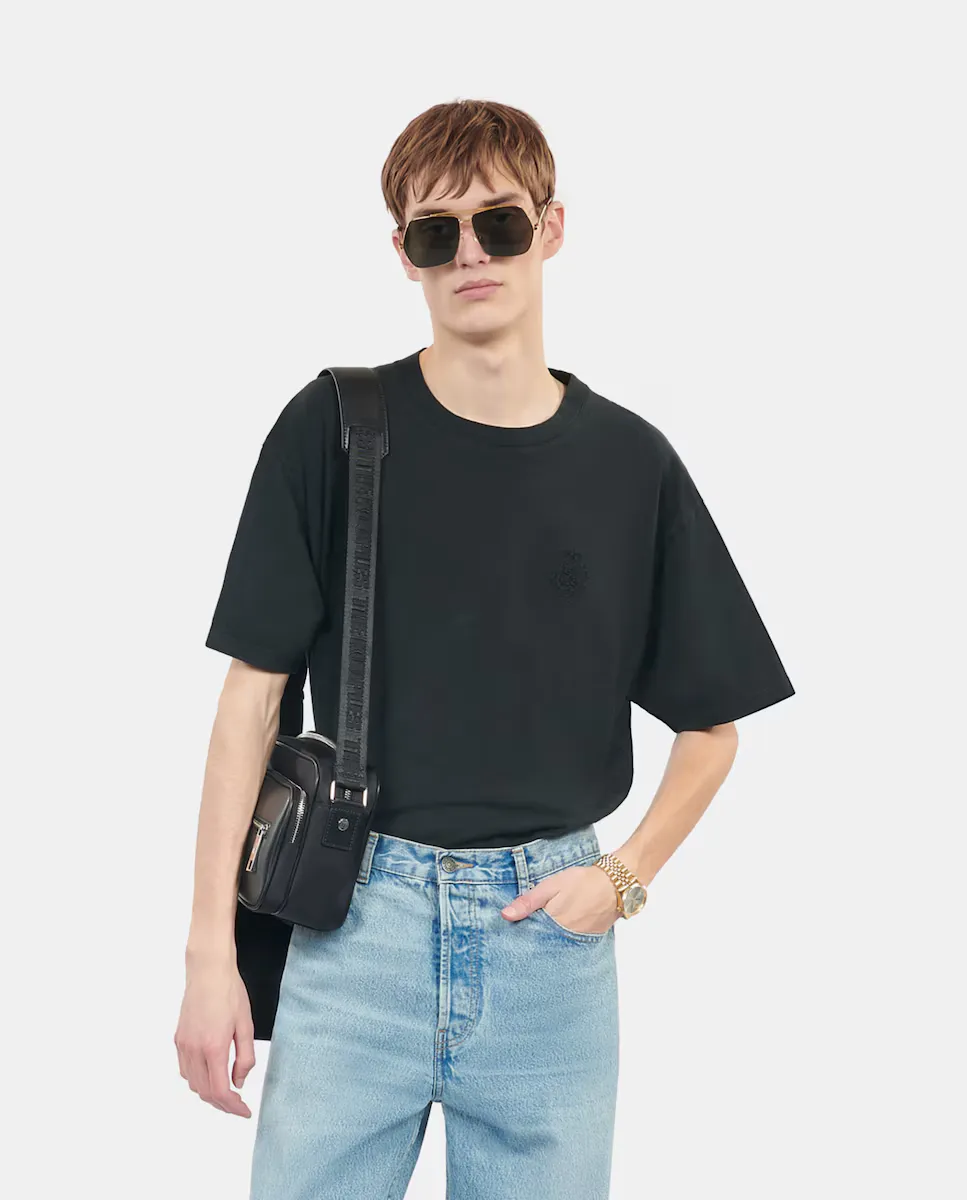 Мужская однотонная футболка с коротким рукавом The Kooples, чёрный 
Мужская однотонная футболка с коротким рукавом The Kooples, чёрный