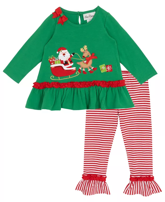 Детский комплект для девочек 2T-4T: топ с аппликацией Санта и санями и полосатые леггинсы Rare Editions, зеленый
Детский комплект для девочек 2T-4T: топ с аппликацией Санта и санями и полосатые леггинсы Rare Editions, зеленый