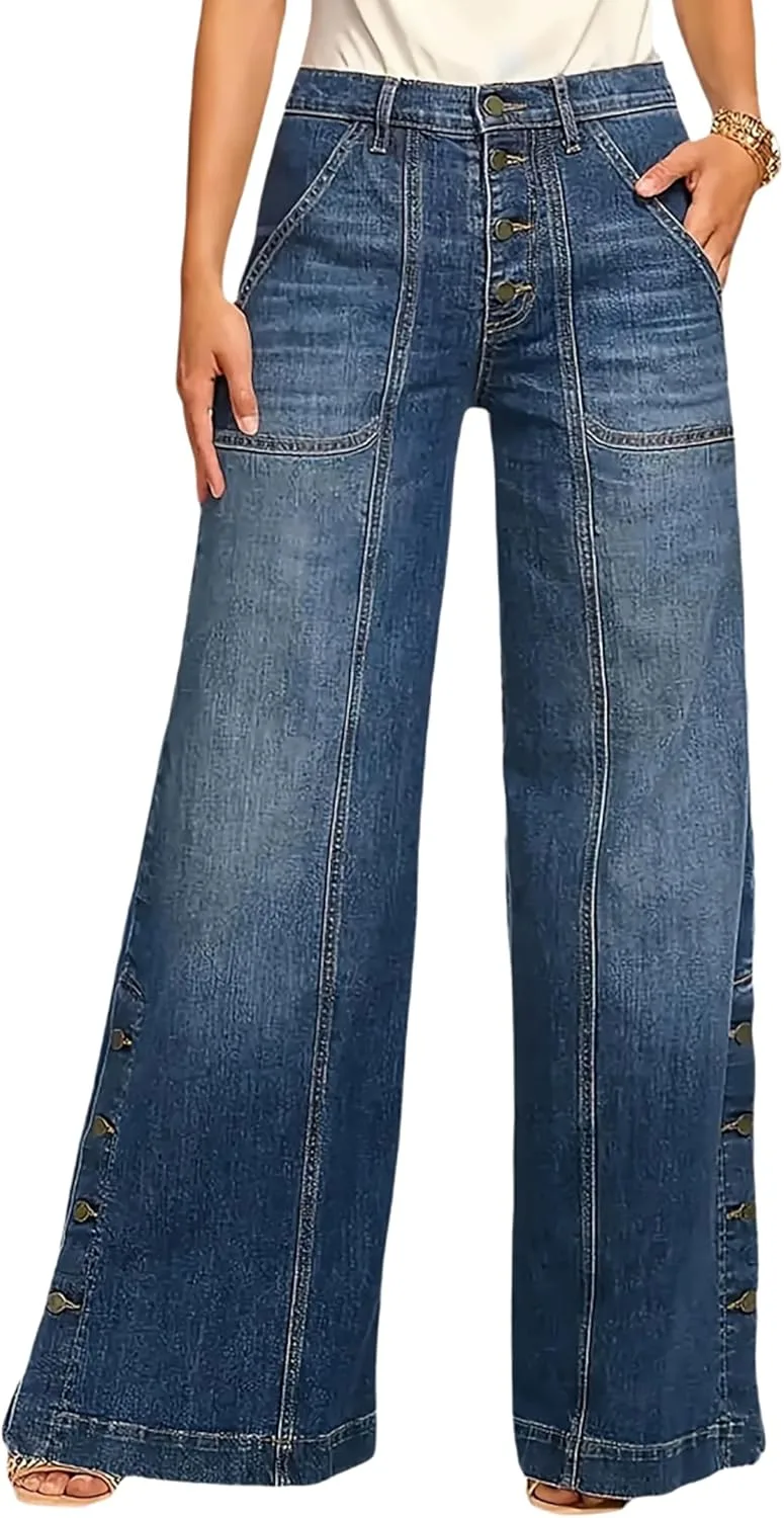 Женские джинсы Plus Size Mid Rise с широкими штанинами и боковыми разрезами QLAUYIOE
Женские джинсы Plus Size Mid Rise с широкими штанинами и боковыми разрезами QLAUYIOE