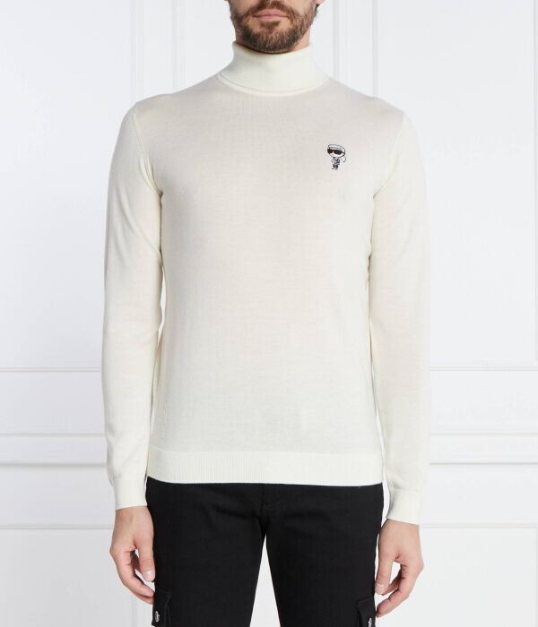 Водолазка мужская Karl Lagerfeld из мериносовой шерсти с вышивкой, бежевый 
Водолазка мужская Karl Lagerfeld из мериносовой шерсти с вышивкой, бежевый