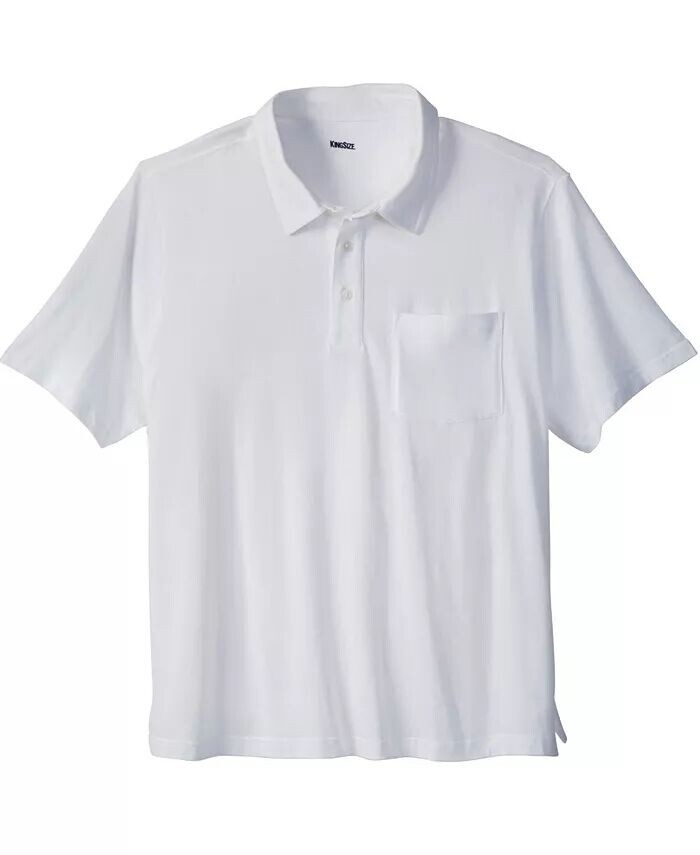 Легкая футболка-поло без усадки Big & Tall KingSize, белый 
Легкая футболка-поло без усадки Big & Tall KingSize, белый