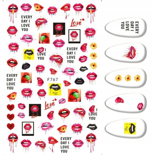 Наклейки для украшения ногтей, узоры для губ F-767, Frezarkowo
Наклейки для украшения ногтей, узоры для губ F-767, Frezarkowo