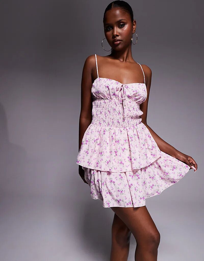 Мини-платье Missyempire с завязками спереди, присборенным поясом и многоярусным лифом, с розовым цветочным принтом
Мини-платье Missyempire с завязками спереди, присборенным поясом и многоярусным лифом, с розовым цветочным принтом