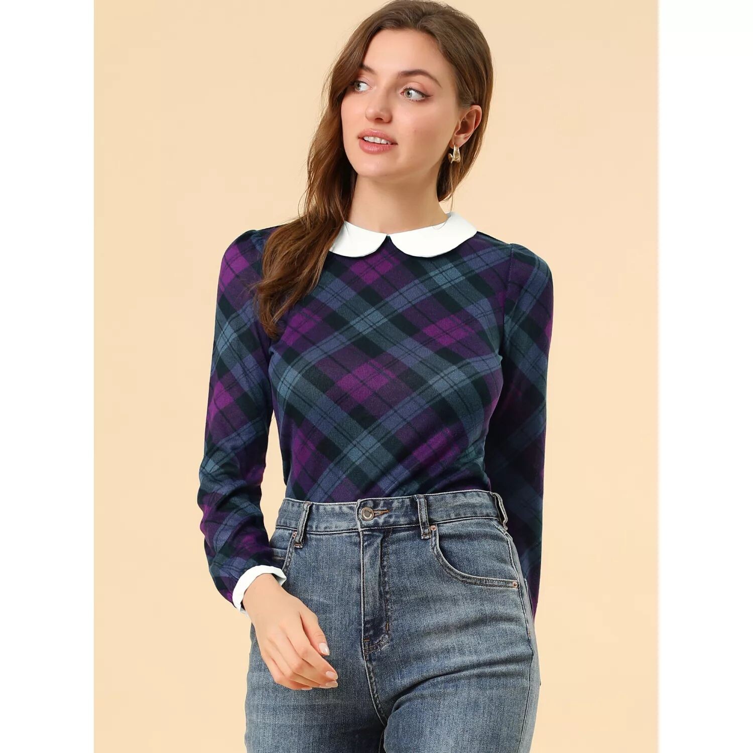 Женская клетчатая рубашка с воротником Питера Пэна и контрастными пышными рукавами для рождественской вечеринки, блузка ALLEGRA K, зеленый
Женская клетчатая рубашка с воротником Питера Пэна и контрастными пышными рукавами для рождественской вечеринки, блузка ALLEGRA K, зеленый