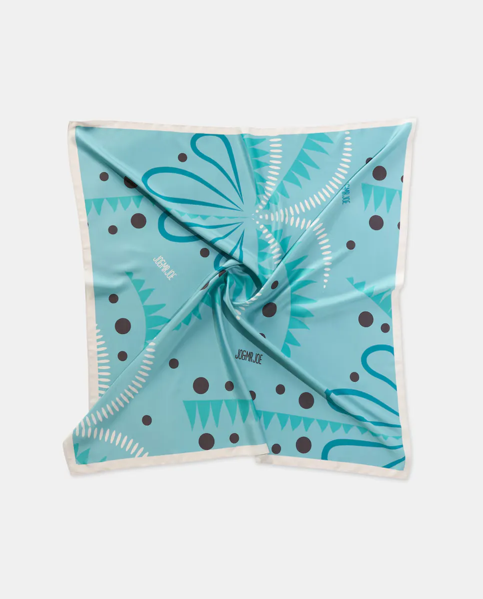 Шарф с принтом в виде пальм Jo & Mr. Joe, синий 
Шарф с принтом в виде пальм Jo & Mr. Joe, синий