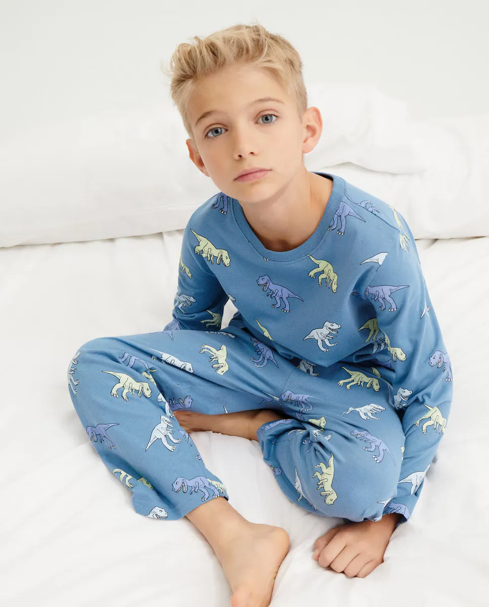 Длинная пижама для мальчиков с динозаврами Cotton Juice, синий
Длинная пижама для мальчиков с динозаврами Cotton Juice, синий