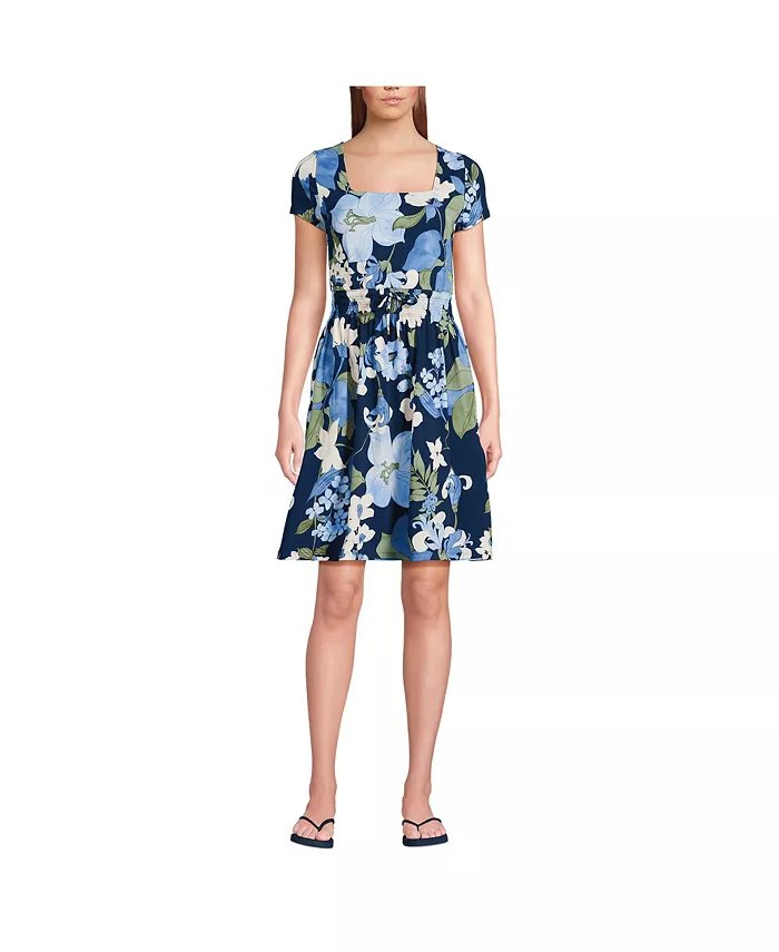 Женское платье из хлопка и модала со сборкой на талии Lands' End, синий
Женское платье из хлопка и модала со сборкой на талии Lands' End, синий