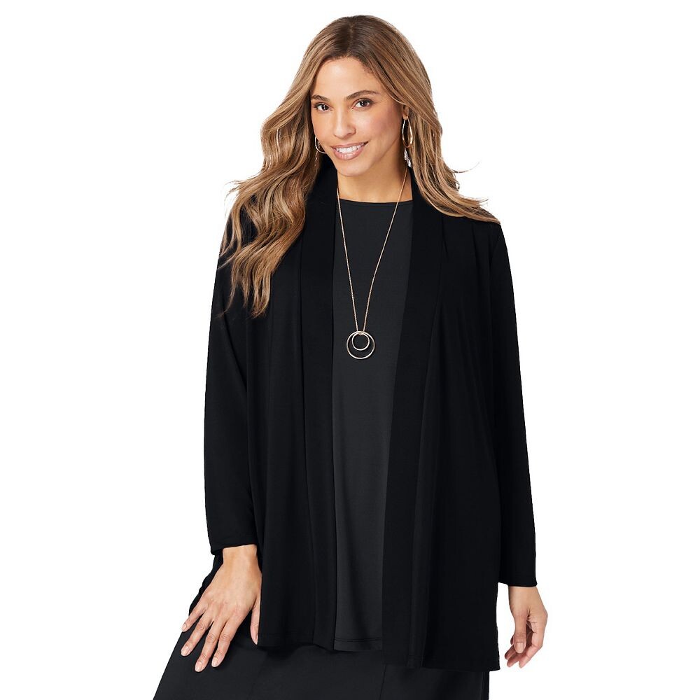 Женский вязаный топпер больших размеров Jessica London с открытой передней частью и открытой передней частью, черный
Женский вязаный топпер больших размеров Jessica London с открытой передней частью и открытой передней частью, черный