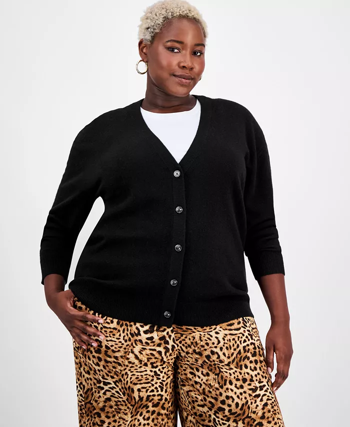 Кардиган больших размеров из 100% кашемира на пуговицах спереди Charter Club, черный
Кардиган больших размеров из 100% кашемира на пуговицах спереди Charter Club, черный