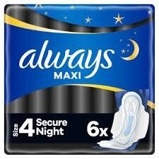 Подушечки с крылышками, 6 шт. Always Maxi Night Secure 4
Подушечки с крылышками, 6 шт. Always Maxi Night Secure 4